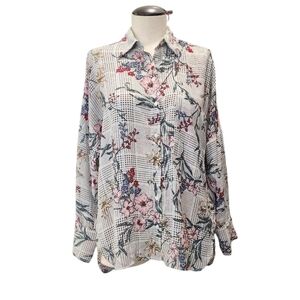 Zara Floral Button Down Blouse